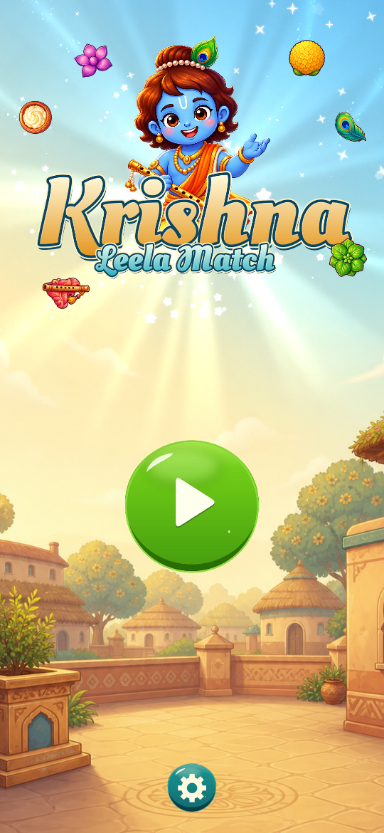 Krishna Leela Match home screen with the play button